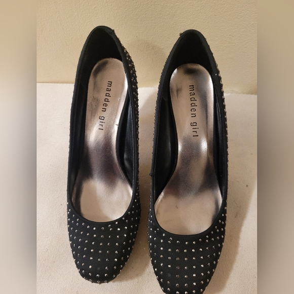 Women's Madden Girl Black Rhinestone Heels Shoes Size US 8 Stiletto - Picture 2 of 8